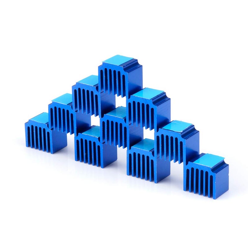 FYSETC Upgrade Stepper Motor Driver Heatsink, FYSETC 10pcs 3D Printer Parts Anodized Aluminum Heatsink 3D Printer Cooler for Raspberry Pi LV8729 A4988 DRV8825 TMC2208 TMC2100 TMC2130 Driver Module, Blue - Image 1